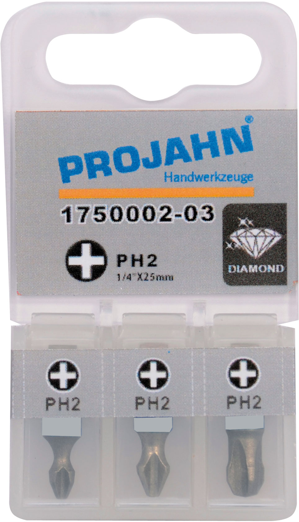 Schraubendreher-Einsätze / Bits für Kreuzschlitz-Schrauben PH 6,3 / 1/4" diamantbeschichtet 3er-Pack